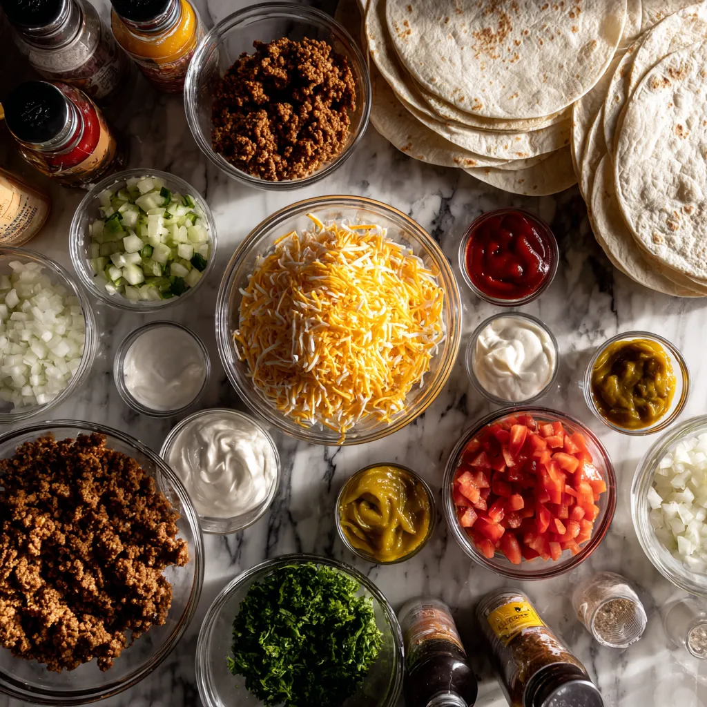 Ultimate Loaded Cheeseburger Burrito with Melted Cheddar, Seasoned Beef, and Caramelized Onions - Restaurant-Style at Home - tertiary view