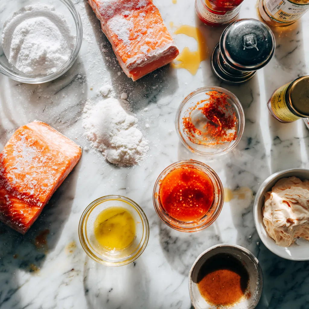 Crispy Bang Bang Salmon Bites with Creamy Sweet Chili Sauce - Easy Air Fryer Appetizer - tertiary view