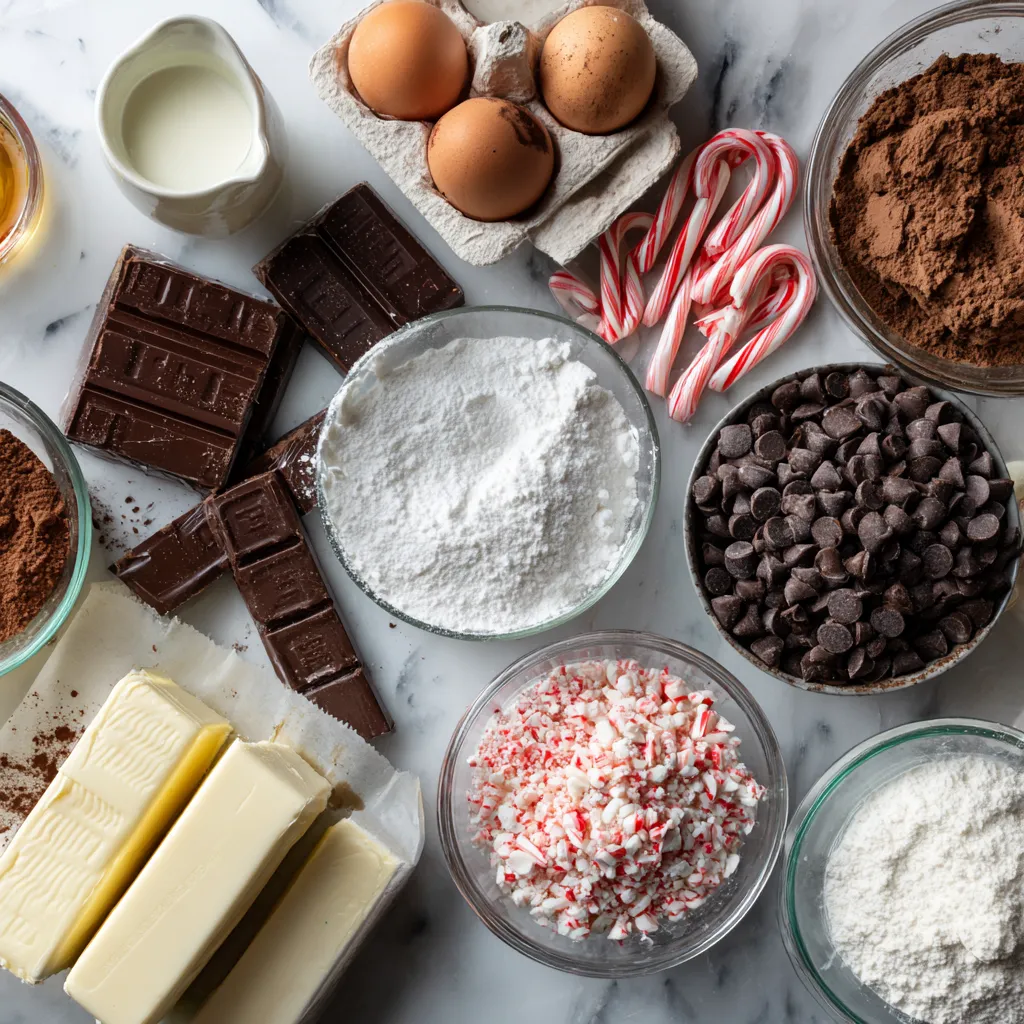 Ultimate Layered Peppermint Brownies with Fudgy Chocolate Base Creamy Peppermint Filling and Crushed Candy Topping
