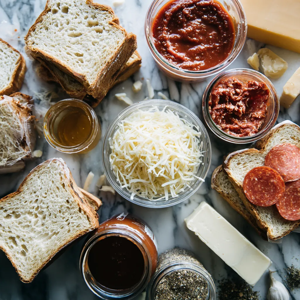 Ultimate Pepperoni Pizza Grilled Cheese Sandwich with Mozzarella and Italian Herbs