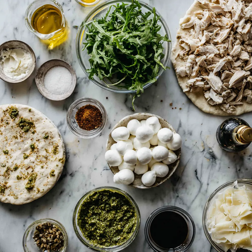 Artisan Pesto Burrata Flatbread with Balsamic Glaze and Fresh Arugula - Restaurant-Quality Gourmet Pizza - main view