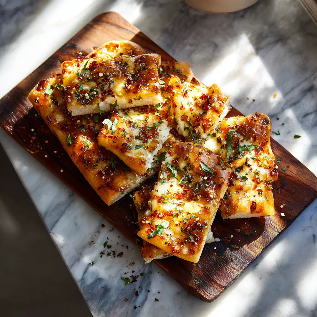 Crispy Golden Cheesy Garlic Butter Breadsticks with Melted Mozzarella and Fresh Herbs - tertiary view