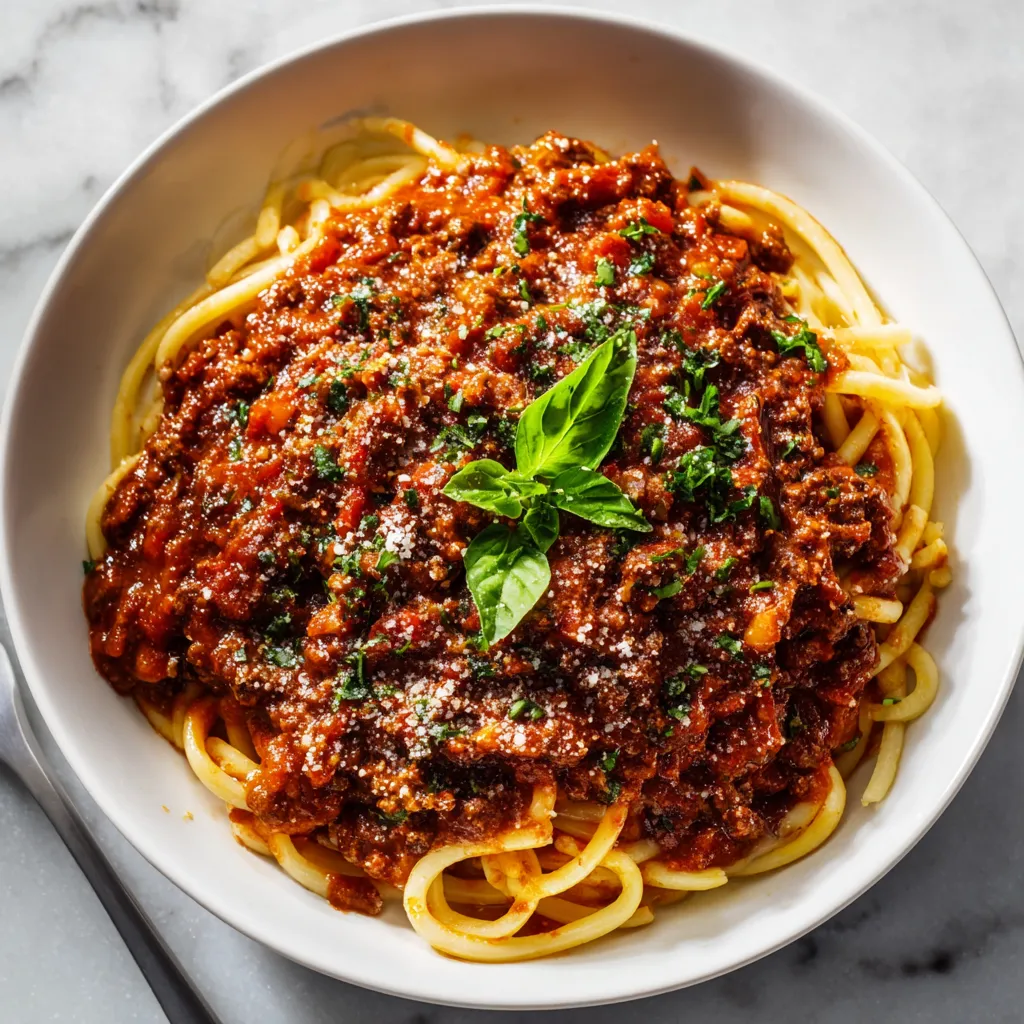 Authentic Italian Bolognese Sauce - Slow-Simmered Ragù with Ground Beef, Pancetta, Red Wine, and San Marzano Tomatoes - secondary view