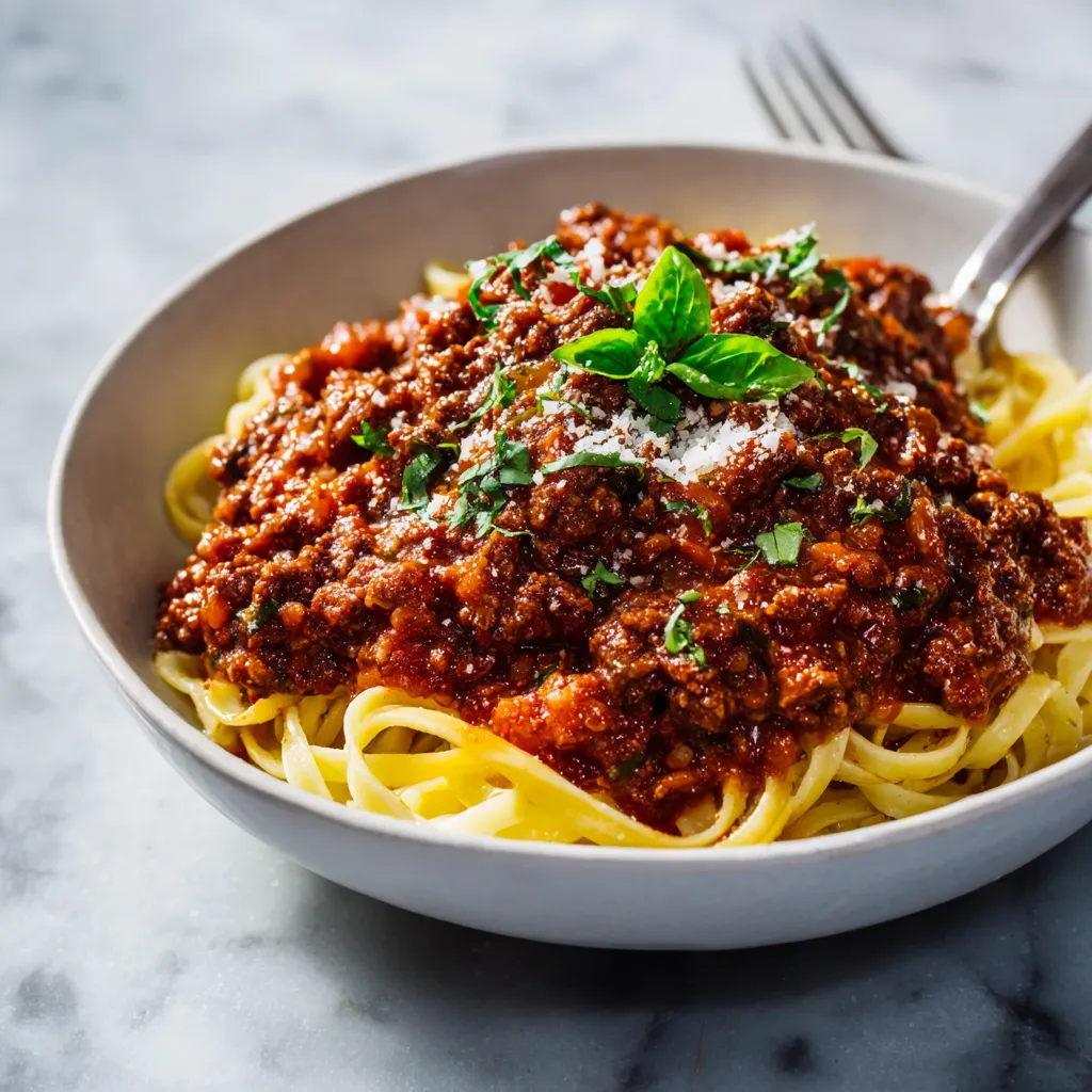 Authentic Italian Bolognese Sauce - Slow-Simmered Ragù with Ground Beef, Pancetta, Red Wine, and San Marzano Tomatoes - tertiary view