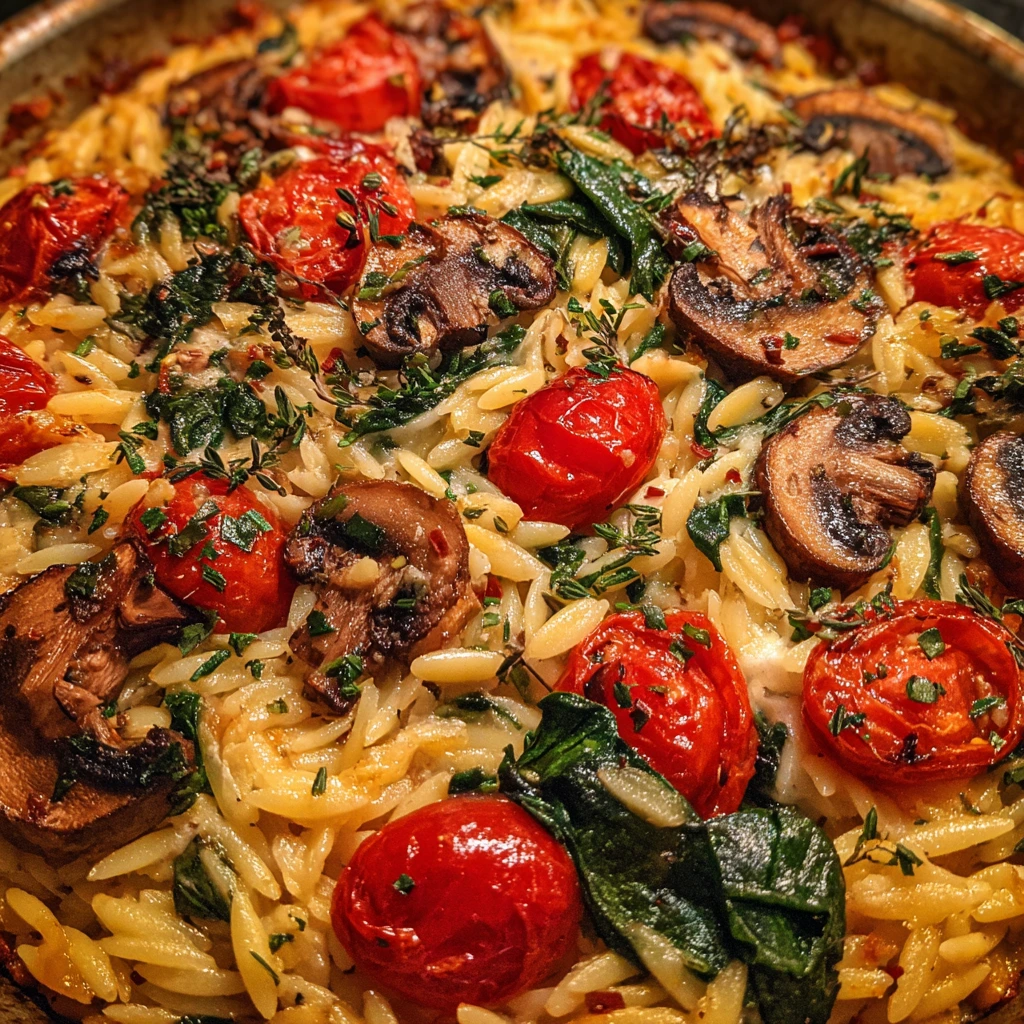 Deliciously Creamy Vegetable and Ricotta Baked Orzo with Fresh Herbs