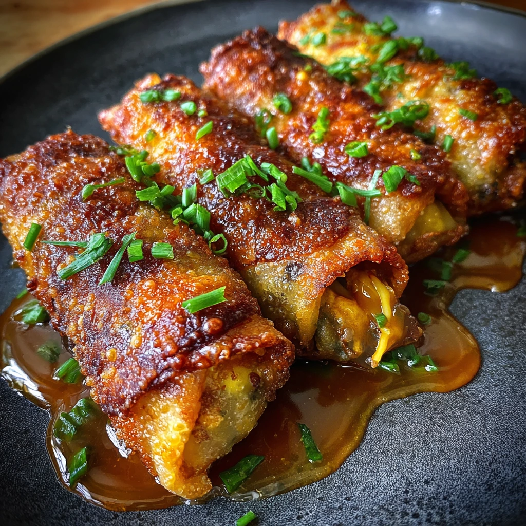 Spicy Voodoo Egg Rolls with Savory Chicken, Creamy Cheese, and Zesty Sauce