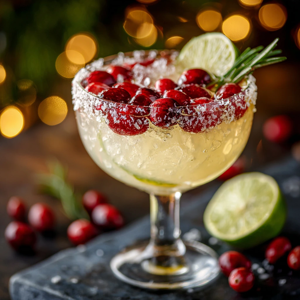 Festive White Cranberry Christmas Margarita with a Twisting Citrus Zing