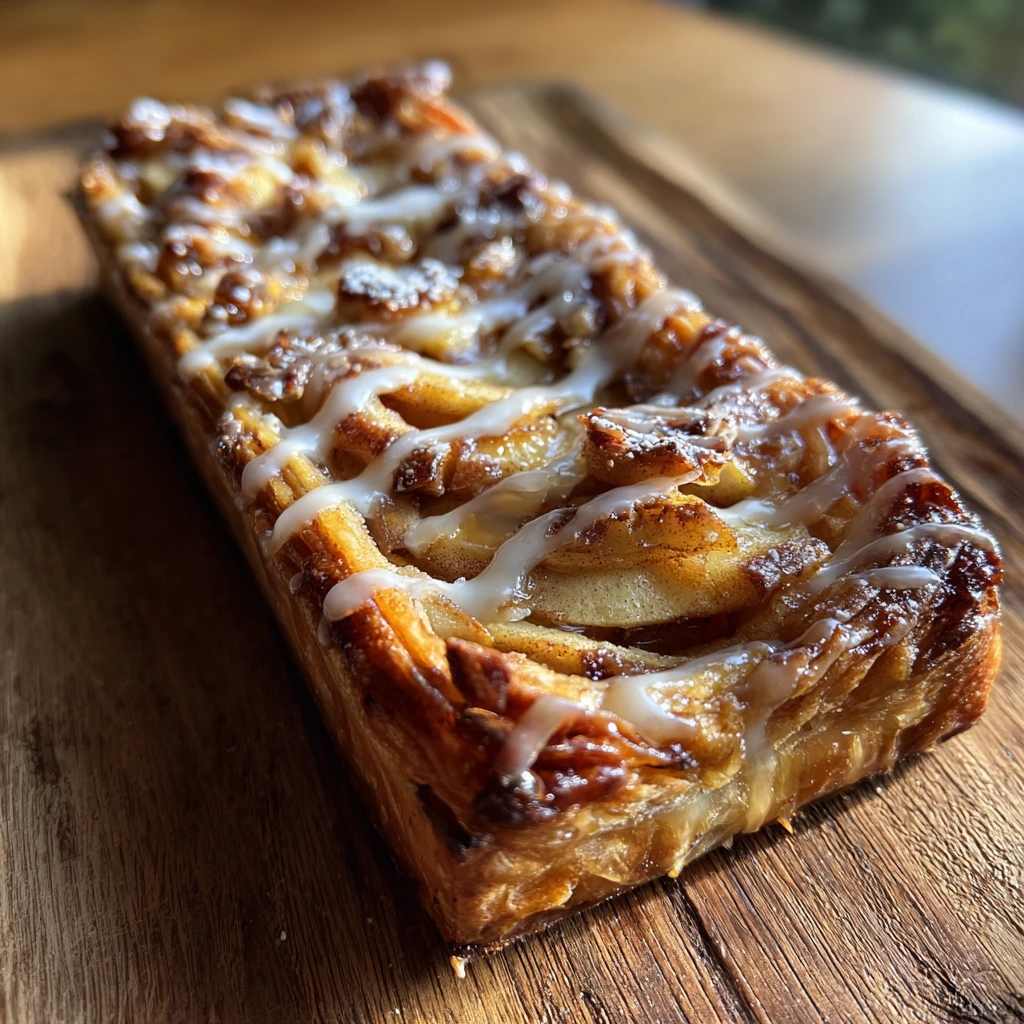 Delicious Wisconsin Apple Kringle with Cinnamon and Creamy Glaze